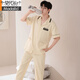 Modal Frühlings- und Sommer-Pyjama Herren-Kurzärärmelhosen lässig einfache Strickjacke reine Baumwolle Dünne Heimkleidung Elastizität Set CTWM6227 Lycra Baumwoll-Pyjama L. L.