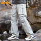 JEEP overalls men's autumn and winter American loose straight multi-pocket casual mountaineering sports pants white gray XL