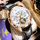 European Pinke Swiss Certified Watch Herren Vollautomatische mechanische Uhrenwache wasserdichte leuchtende Herren Uhr 520 Valentinstag Geschenk European Pinke-3291-Brown Leder Rosenweiß kostenlos Gravur