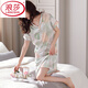 Langsha (Langsha) Eisseide Nachthemd für Frauen Sommer kurzärmeligte Mitte der Altpyjamas Dünne Sommer-Frauen-Imitation Seidenkleid weiße M9923 [kurzärmelige/brustlose Pad] M 160