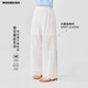 moonkids女童裤子夏季薄款儿童镂空蕾丝阔腿裤女孩白色夏装2025休闲直筒裤 两件套【15090阔腿裤+9889短袖】 150 cm