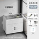 Ye Yu Anti-scratch, wear-resistant, non-stick kitchen stainless steel sink integrated rental house single and double sink household vegetable washing simple dishwashing E0 grade wooden cabinet + stainless steel sink + no faucet White cabinet 50*40 black basin shipped in the whole cabinet
