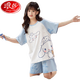 Langsha Girls Pajamas Summer Algodón puro de algodón corto de manga corta Pajamas de pijamas de pijamas madre e hija de mediana edad
