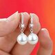Wanmu 2025 sterling silver 9999 silver earrings women's temperament pearl ear hooks anti-allergic white silver ear hook pearls