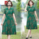 Pier Cardin Cheongsam for women mid-length summer women's clothing 2025 new middle-aged mother's short-sleeved cheongsam skirt improved retro dress 698 purple 3XL Recommended 125-136Jin [Jin equals 0.5 kg]