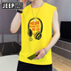 JEEP SPIRIT Jeep 2025 Summer Vest Men's Trendy Sports Fitness Basketball Sweatshirt Vest Sleeveless T-shirt Personalized Pure Cotton 673 Pink M 90-105Jin [Jin equals 0.5 kg]
