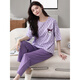 Pajama modal con almohadilla para el pecho para mujeres para algodón puro de verano Pantalones de algodón corto de algodón corto Rechazador de cuello redondo para ropa de ropa para exteriores Juego de ropa para el hogar YSH679 (algodón) M [almohadilla de mama]