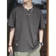 Kazuki Kuraishi Sommer New American Retro Bambushülle T-Shirt Herren Henry Shirt Marke Casual Herren einfacher und All-Match Top Royal Blue M.