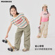 Moonkids Girls Schnelltrocknende Arbeitshose 2025 Sommer New Children's Mountain Style Weitbeins Fallschirmjägerhosen Mädchen Outdoor Dünnstil 15261 Militärgrün + 15265 Aprikosenfarbe 170 cm