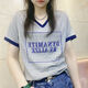 Yilizi [1835 people collect] Quality V-neck Short-sleeved T-shirt 2025 new summer casual Korean style fashion ins loose high-end concave and convex print 834-pink M Recommended 75-90Jin [Jin equals 0.5 kg]