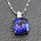 Huaiyin fat square pillow-shaped tanzanite sapphire pendant necklace colorful pink fused tanzanite square pendant sterling silver women's jewelry white gold (with chain)