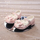 Girls' small leather shoes, children's shoes, princess shoes, spring and summer new little girl high heels, Lolita style shoes, white DDX302 milk puff rice 30, inner length 19.0CM