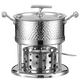 FIREQL high-end commercial 304 stainless steel single-person small hot pot, one person and one pot, household environmentally friendly vegetable oil liquid alcohol stove, one-word ear natural color hammer mark-clear soup pot 16cm