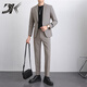 DK high-end men's casual suit suit men's jacket slim fit Korean style trendy groom's wedding suit two-piece set brown gray jacket + pants M