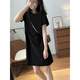
CEENIU2025 summer new pure cotton short-sleeved T-shirt women's skirt loose casual H-style temperament small dress 6173 dark gray [dress] (orange print) S 80-100Jin [Jin equals 0.5 kg]