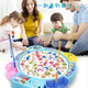 MiNong children's concentration training family board game parent-child interactive table game 2 kindergarten fishing toys 3 years old pink plus size fish plate 55 magnetic fish + music rechargeable version rechargeable battery + charger