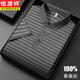 Hengyuanxiang 100% mulberry silk short-sleeved T-shirt for men's lapel summer silk thin middle-aged high-end striped polo Paul shirt 13691# Khaki 4XL 58 [Suggested 185-210Jin [Jin equals 0.5 kg]]