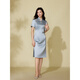 Pink Blue Garderobe [chinesischer Stil] 2025 Sommerkleidung Xi Oma Acetate Cheongsam Kleid 552L683 Tamsui Blue L.