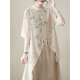 
Manlan Meng new Chinese cheongsam mother cotton and hemp ramie dress young brand 2025 new loose and versatile Khaki 9197 L