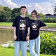 Diferentes trajes de parejas, verano, la nueva celebridad de Internet de verano de manga corta, se siente como una tendencia especial de camiseta. Ropa de mujer blanca para una sola pieza-698 parejas panda l