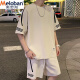 美罗邦（Meloban）休闲运动套装男夏季新款宽松冰丝短袖t恤男士短裤搭配帅气一整套T FKS653白色 L 建议【110-130】斤