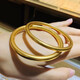 Lao Fengxiang gold-wrapped solid ancient gold bracelet women's 999 retro plain ring bracelet suitable for 32.4 solid style does not fade (59 ring mouth)