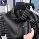 Kangaroo (DaiShu) short-sleeved striped shirt men's 2025 summer trendy half-sleeved shirt business casual no-solution elastic elastic AN15279 white 3XL