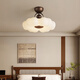 Tiffania 2025 Neues französisches mittelschwerem Stil Schlafzimmer Deckenlampe Neues chinesisches Augenschutz Volles Spektrum Guangdong Zhongshan Lampe M2601-500 Drei-Farben-LED-Doppelschicht Decke