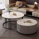 Oppein [9230 People Elogied] Café Mesa de café Luz Luxury Simple Modern Living Sala Pequeño apartamento lateral nórdico Rocas Rocas negras Gabinete gris [Snow Mountain White + Snow Mountain White] 50 + 70 [Slab de roca real importada]