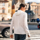 Mr. Bu Bu hooded outdoor sunscreen long-sleeved T-shirt for men's summer zippered placket solid color breathable top GT15283 Haoyuebai M (170)