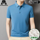 Ajgneamain Italienisch hell Luxus mulberry Seiden kurzärmeligte T-Shirt Herren-kühle atmungsaktives, gelegentliches einfaches und vielseitiges halbärmeliges Polo-Hemd 699-Sky-Lan [einschließlich Mulberry Seidenstil] L 175/92A [Empfohlen 120-140jin [Jin gleich 0,5 kg]]