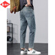 Lee Dprre Jeans de nueve puntos Summer Summer Style 2025 New Tendy Elastic Retro Fit Pequeños pantalones informales rectos 9720 28