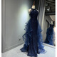 Abendkleid Blau Frauen Neue leichte Luxus Nische High-End Piano Vokalmusik Violin Art Exam Host Jahrestreffen Kleid m
