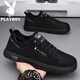 Playboy Herrenschuhe Frühling und Sommer weiche Bodenschuhe Herren echte Leder-Freizeitschuhe Mode weiße Schuhe Nicht rutschende und transparente Playboy 1105 White Grey 44