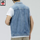 
AEMAPE Apple Spring and Summer New Working Denim Vest Men's Japanese Trendy Brand Loose Light Color Large Size Sleeveless Vest Jacket 6232# Light Blue M (Suggested 115-130Jin [Jin equals 0.5 kg])