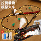 Children's electric remote control retro steam train toy track car set simulated rail EMU model boy Bridge-steam train [99*207cm] with 5 cars Remote control + electric - dual mode - gift box [recharge