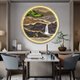 
TURBOSUN Welcome Pine Living Room Decoration Painting TV Sofa Background Wall Welcome Pine New Chinese Style Entrance Entrance Decoration Painting Round TB1391 Diameter 40CM [Aluminum Alloy Picture Frame] + Light Luxury Gold Insert 1