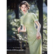 With the European (YIOU) green cheongsam temperament, the new Chinese style new summer college entrance examination dress, young small person 9716 green cheongsam S