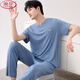 
LangSha men's pajamas summer short-sleeved trousers cotton loose plus size young middle-aged dad breathable home clothing sports suit A short-sleeved trousers men 2677 L men (95-120 Jin [Jin equals 0.5 kg])