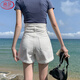 Langsha white denim shorts women's summer new high-waisted straight double-button loose wide-leg outer hot pants ins trend