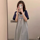 Buntes Edelstein Sommer Schlanker Nachthemd lose losen kurzärmeligen koreanischen Stil Kleidung Langer Rock 1105# grauer Emoji-Rock gleich groß
