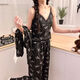 Lexi Beilu Spring V-Ausschnitt Pyjamas Frauen-Drei-teiliger Set mit Brustpaddleboard süßer Hauskleidung JHX-13803p#Gray 175 L