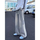 Black box white striped jeans men's spring and summer straight loose wide-leg versatile couple trendy American retro floor-length trousers WKXS-K1047 black XL