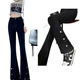 
S.SOFEA slit bell-bottom pants make you look slim and high waist design horseshoe pants small autumn new style black [1098] micro-flat trousers S