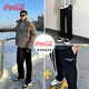 Coca-Cola Casual Pants Men's Autumn and Winter Pants Velvet Thickened Loose Pants Sweatpants Black Velvet XL (150-170Jin Jin is equal to 0.5 kg)