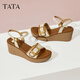 Tata French Wedge Sandals Frauenschuhe Urlaubsstil Riemen Sandalen 2025 Sommer neu 7mya1bl5 Beige 39