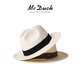 Mr DUCK2025 new product, light and breathable Panama hat, men and women, hand-dyeed cotton and linen plaid webbing topper, sun protection straw hat MS56328-Natural Khaki/Cotton and linen plaid webbing L(57-58cm)