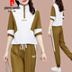 皮尔卡丹（pierre cardin）冰|丝休闲套装女士2025夏季新款宽松大版女装时尚减龄短袖运动服 (1389)黑色 M (建议100斤以下)