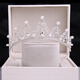 ShiJUN's birthday crown tiara girl's bride 2025 new style wedding dress accessories 18-year-old wedding crown hair crown -09 gold gift box + double-layer hair comb veil