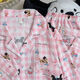 
S.SOFEA women's spring and autumn cute cartoon plaid cloud cotton pajamas home clothes set can be worn outside 826# pink plaid dog 170 M